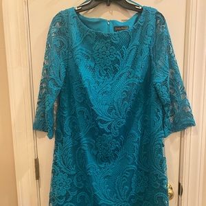 Turquoise Lace Shift Dress Jessica Howard EUC